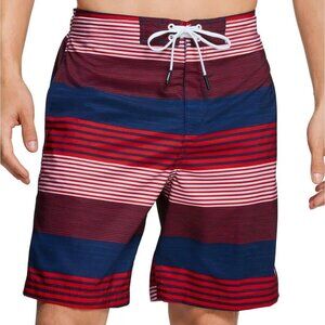 Speedo Men's Border Line Performance 9'' Board Shorts, Red White Blue, Small